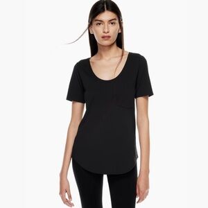 Aritzia Babaton Black Short Sleeve Pocket Tee Shirt